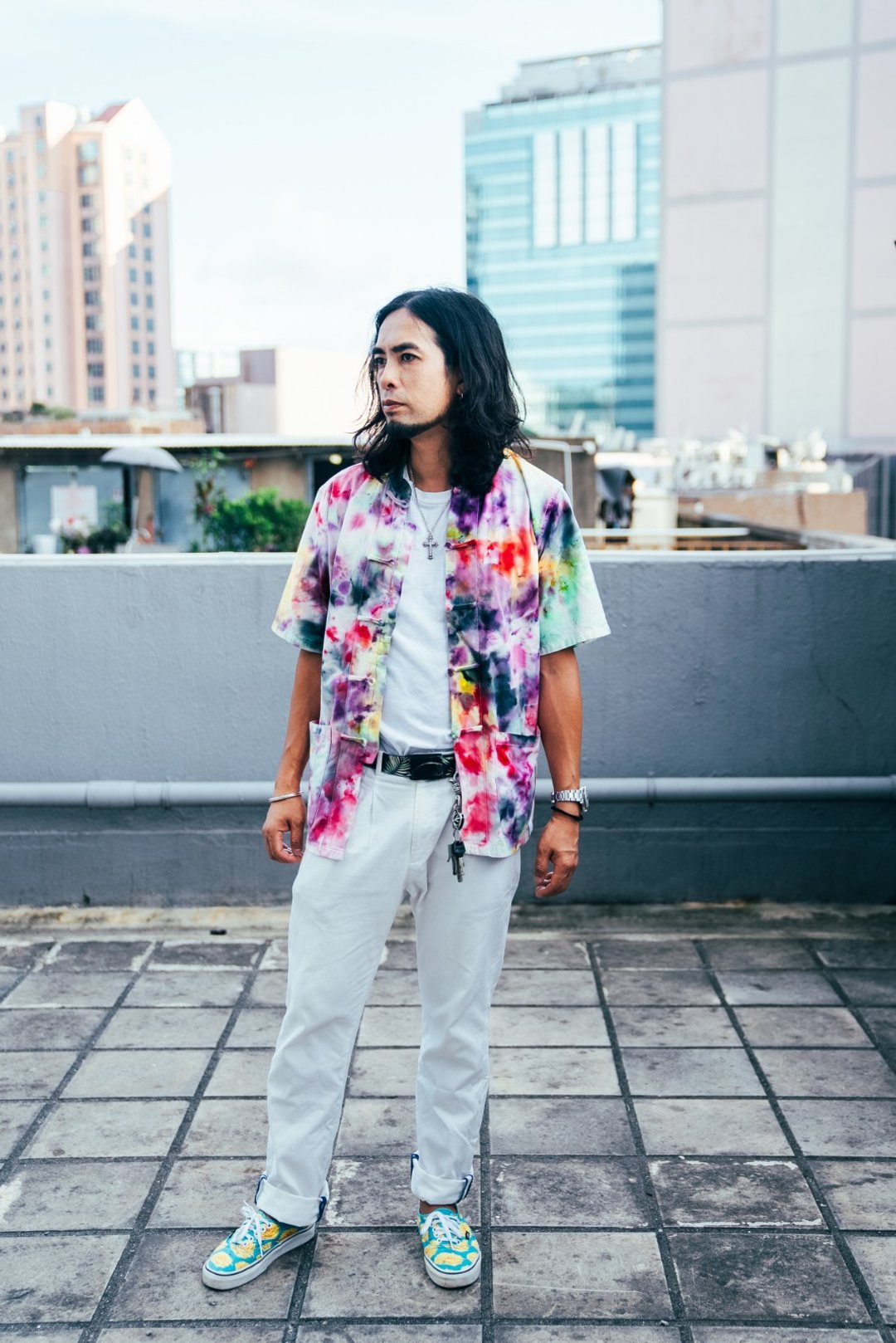 唐服外套 彩虹水墨Tie Dyed & Ice dye Tang Suit - 旗袍 - 棉 多色