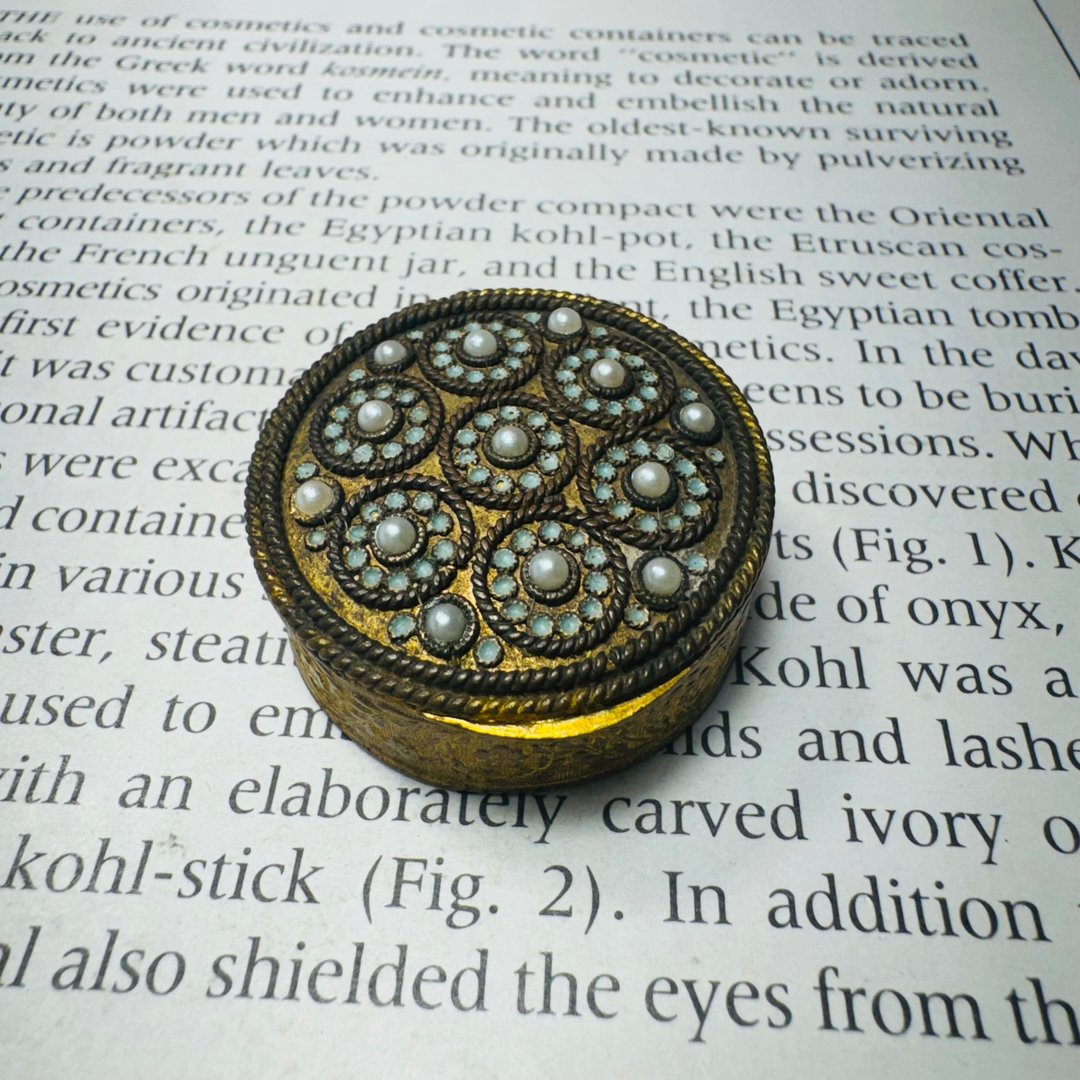 法国古董镶嵌珍珠珐琅小粉盒 - 其他 - 其他金属 