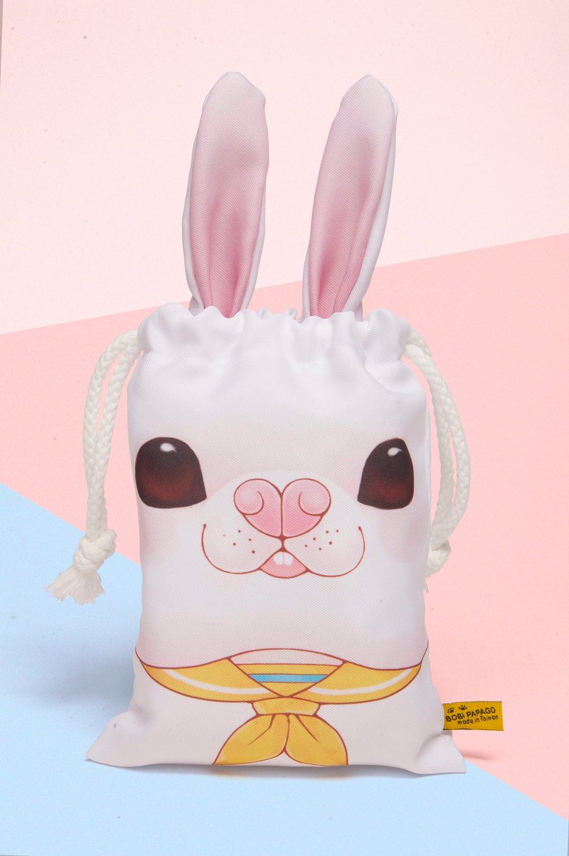 小兔子造型束口袋 - 化妆包/杂物包 - 聚酯纤维 白色