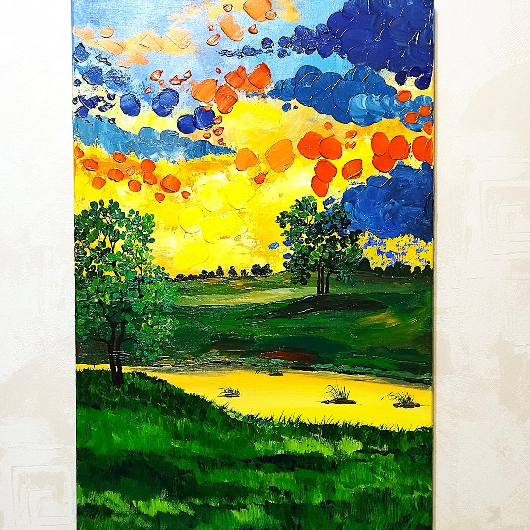 纹理压克力画风景艺术墙面装饰日落艺术品 - 墙贴/壁贴 - 压克力 多色