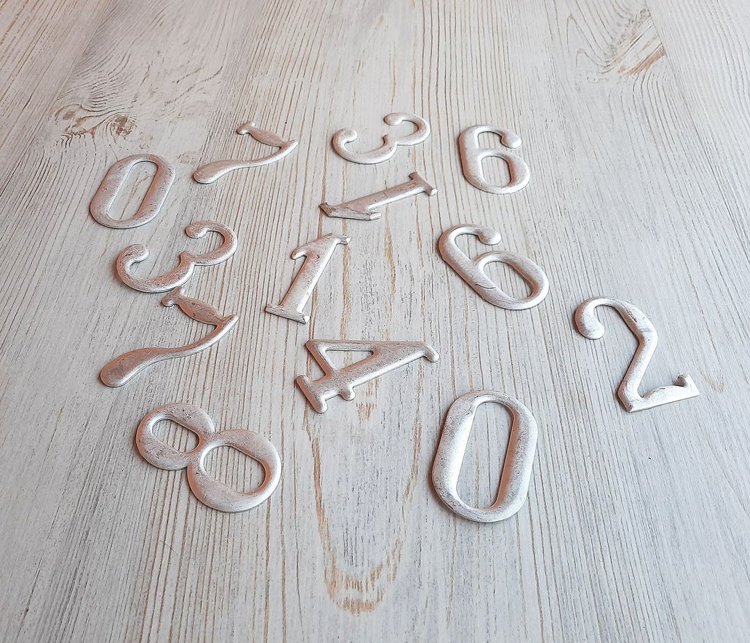 Soviet tin digits figures 0 1 2 3 4 6 7 8 9 - vintage address number figure - 门帘/门牌 - 其他金属 