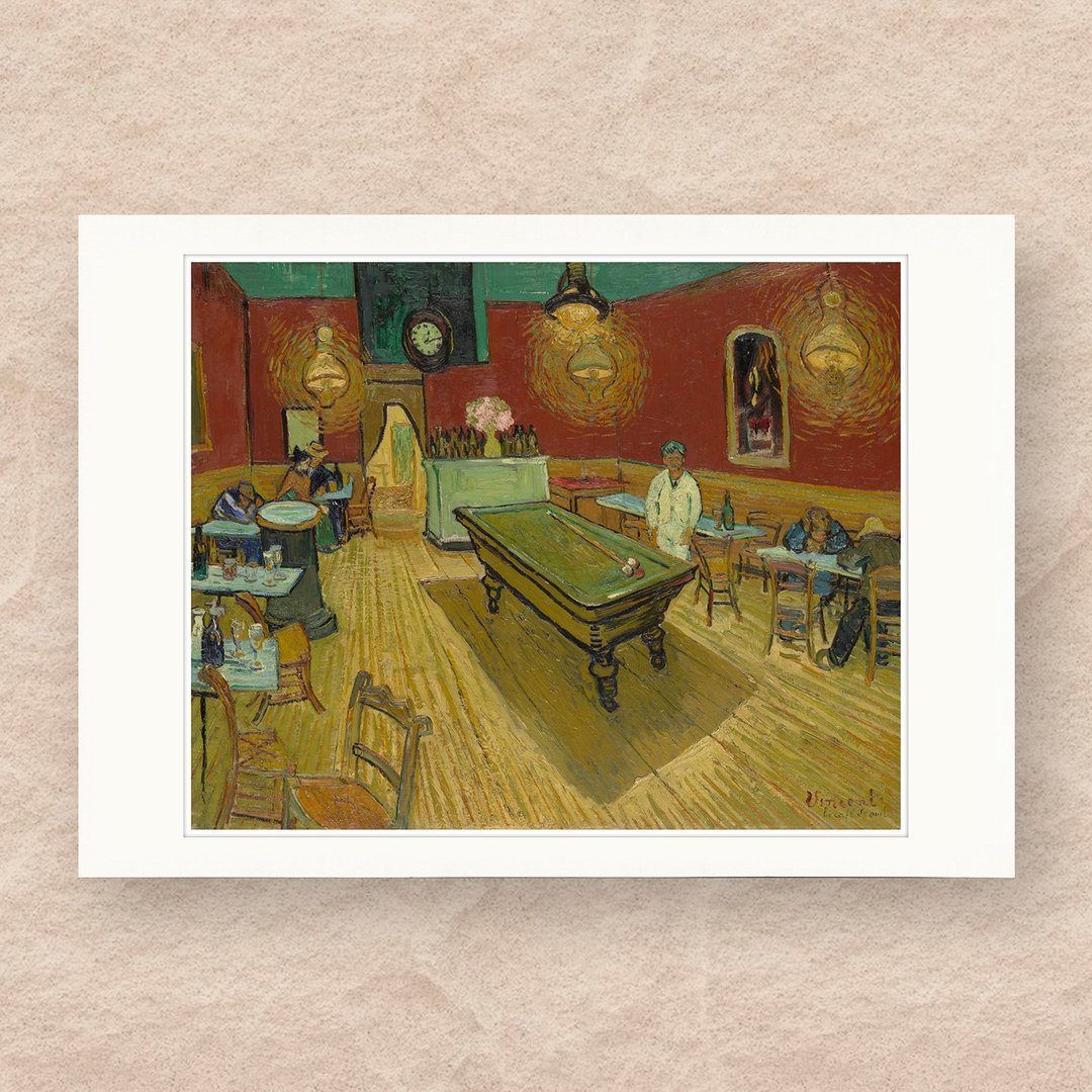 【B4 艺术画卡・B4 Poster】梵谷・夜间咖啡馆 - 海报/装饰画/版画 - 纸 卡其色