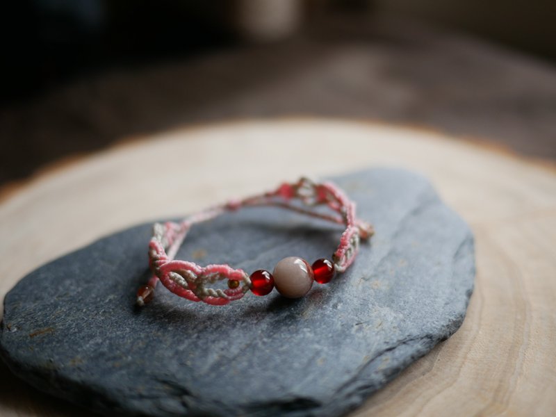 ~Rain~天然石 l 南美蜡线 l 手工编织 l 手环 RB6 - 手链/手环 - 水晶 粉红色