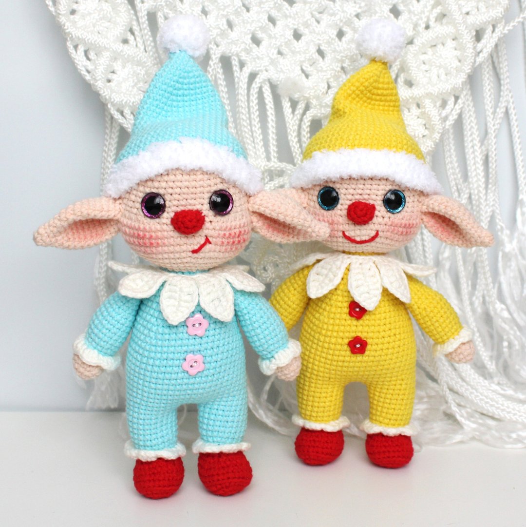 小精灵钩针图案 PDF 英文 - Amigurumi 玩具圣诞侏儒 DIY - 手工艺教程/工具书 - 其他材质 