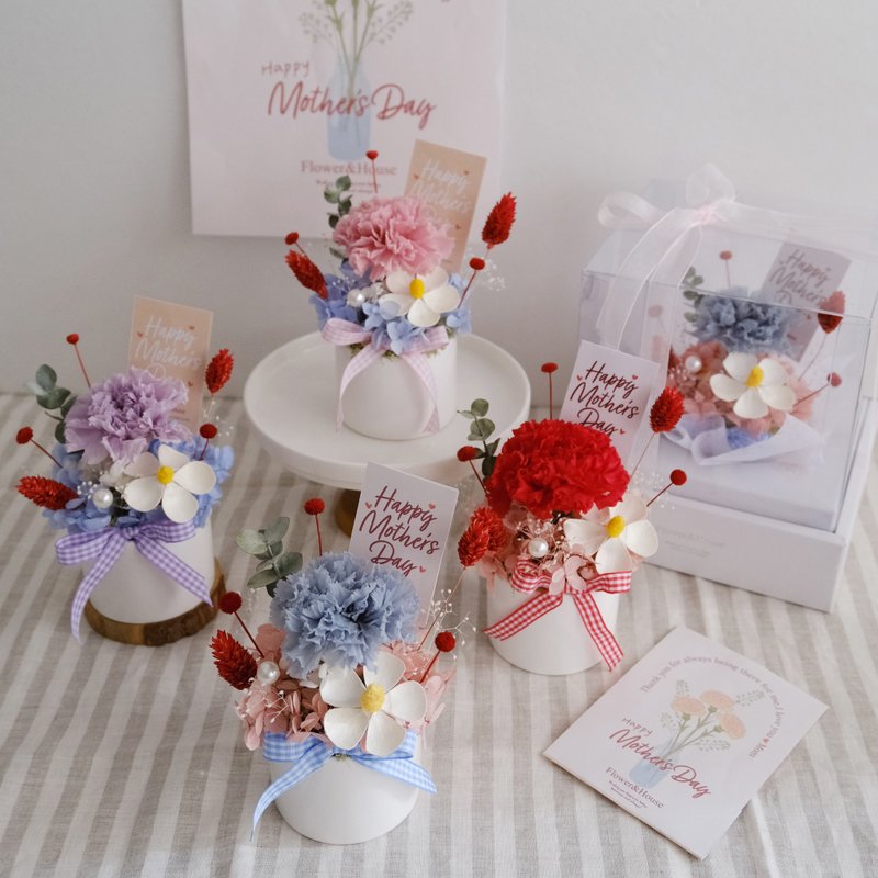 母亲节∣永生花 + 干燥花∣Mini 杯子蛋糕永生花 永生康乃馨 - 干燥花/捧花 - 植物．花 多色