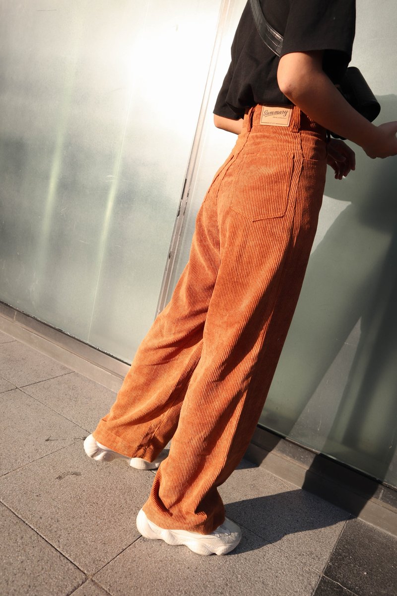 High waist Daddy's Corduroys : Copper - 女装长裤 - 其他材质 橘色