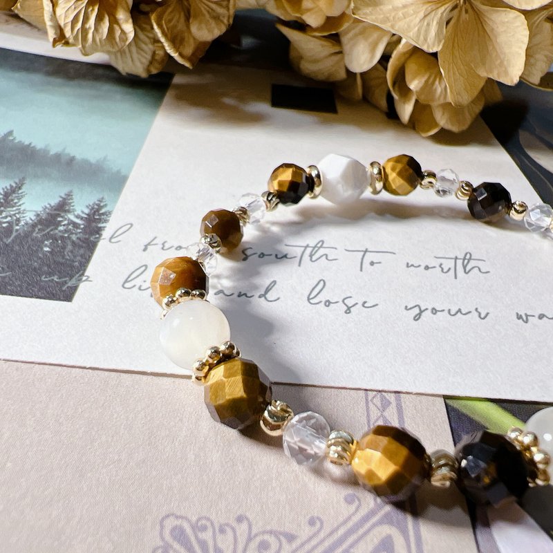 黄虎眼 | 白松石 | 白月光 | 增强执行力与动力 - 手链/手环 - 水晶 