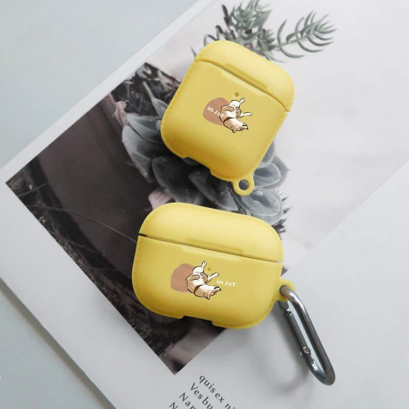 AirPods / AirPods Pro 耍萌柴犬 保护套 TPU收纳盒 附挂勾 - 耳机收纳 - 塑料 黄色
