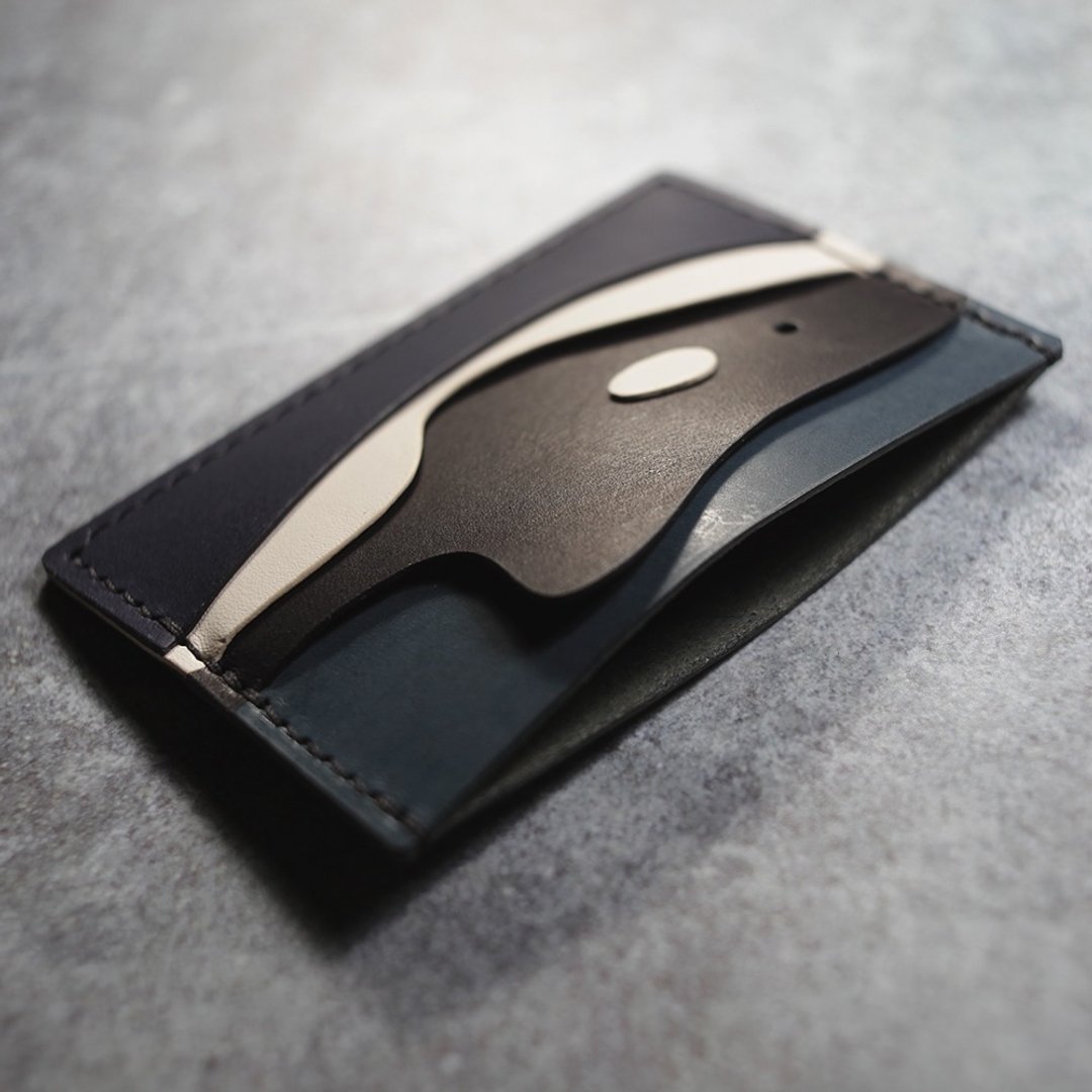 无边无际的海洋。虎鲸 card holder - 证件套/卡套 - 真皮 黑色