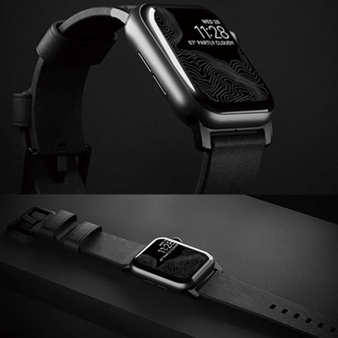 【美国NOMAD】 Apple Watch专用质朴黑皮革表带-摩登黑42/44/45mm - 表带 - 真皮 黑色