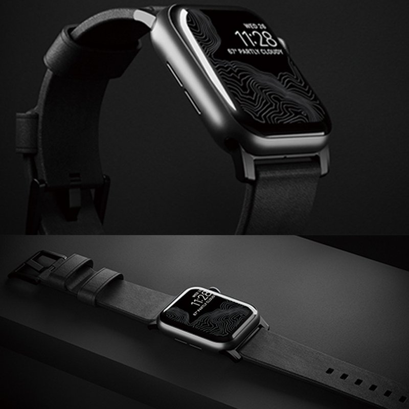 【美国NOMAD】 Apple Watch专用质朴黑皮革表带-摩登黑42/44/45mm - 表带 - 真皮 黑色