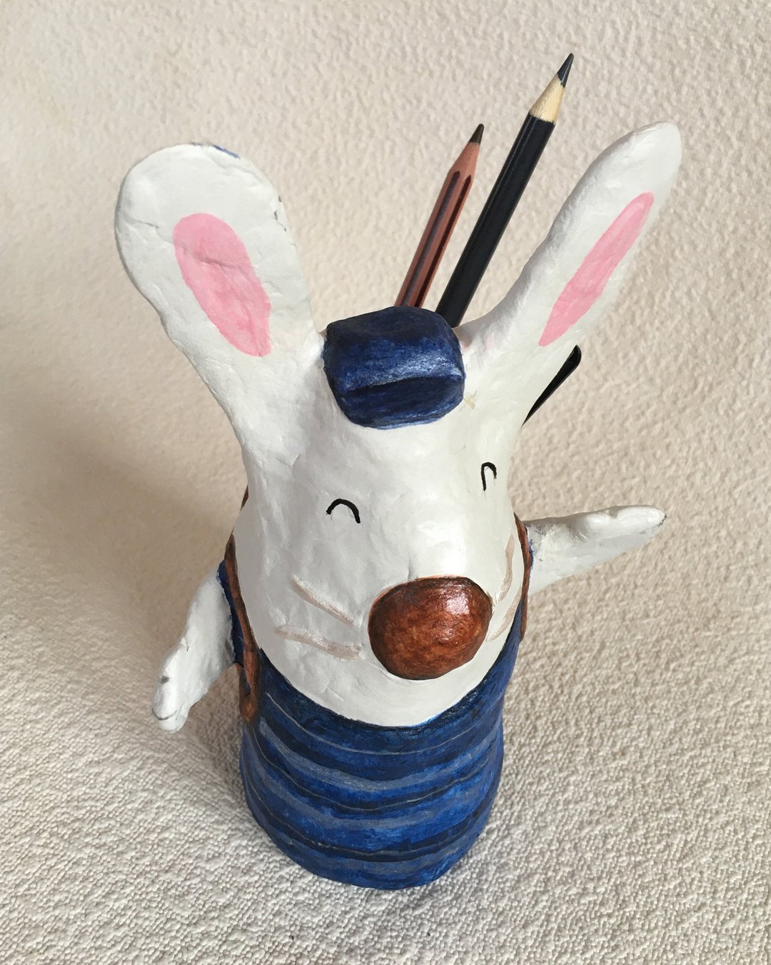 Handcraft doll for pencil and pen / Mr. rabbit - 摆饰 - 环保材料 蓝色
