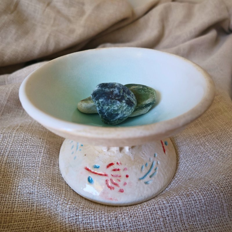 白陶迷你高台-小刻花 - 摆饰 - 陶 白色