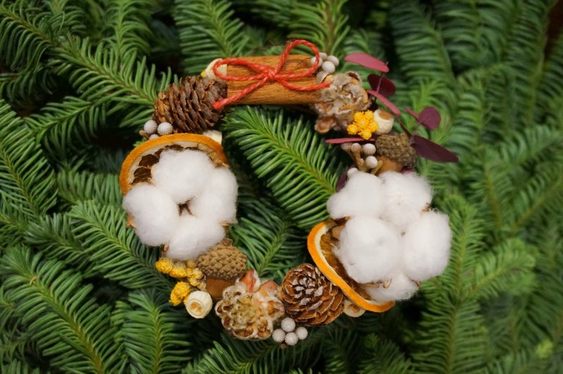 【 MK & SF 花式狂想 】 *耶诞暖心花圈* 圣诞, 花圈, 干燥花, 花, 礼物, 花艺 - 植栽/盆栽 - 植物．花 橘色