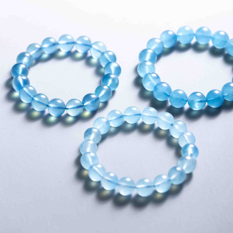 海蓝宝手链 | 天然水晶定制化礼物 - 手链/手环 - 水晶 蓝色