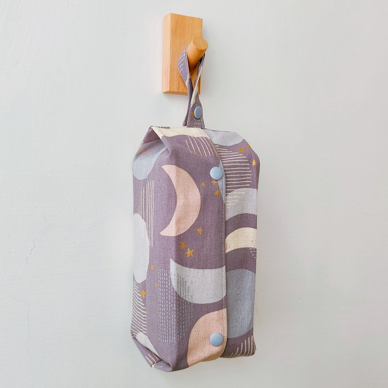 车用、露营用挂式面纸套/卫生纸套=日月星辰 - 纸巾盒 - 棉．麻 