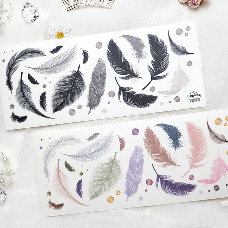 ：羽毛 (颜色/黑色)：雾面透明贴纸 - 贴纸 - 其他材质 