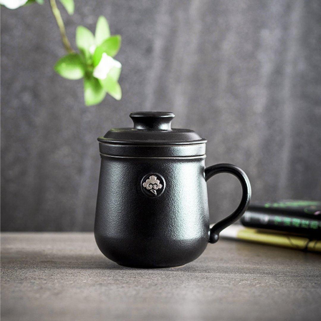 【礼物首选】陆宝 云中锦书盖杯 300ml 办公室 泡茶杯 - 茶具/茶杯 - 陶 黑色