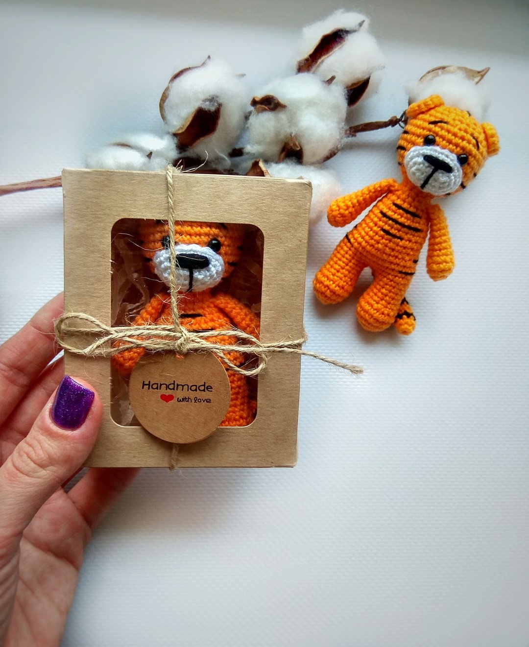 Small toy tiger 3.5 inches, symbol of the year 2022, stuffed toy tiger - 玩具/玩偶 - 棉 橘色