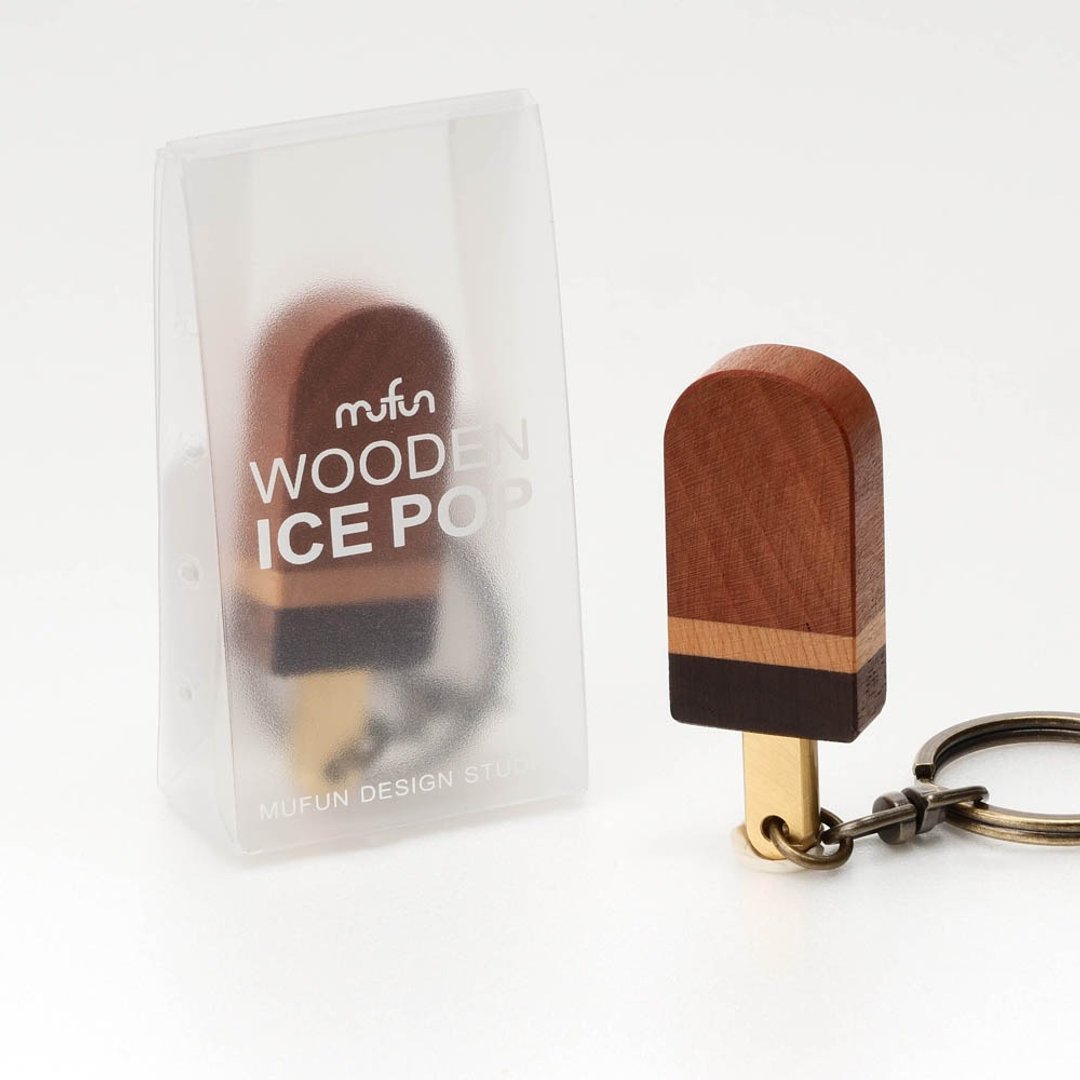 原木冰棒造型 ICE POP【咖啡】钥匙圈 - 钥匙链/钥匙包 - 木头 