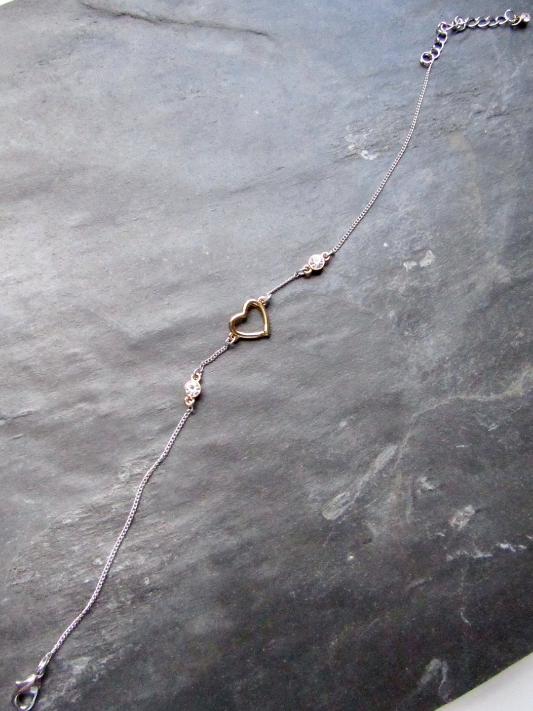 Vintage Rose Gold Heart Silver Anklet - 脚链/脚环 - 纯银 银色