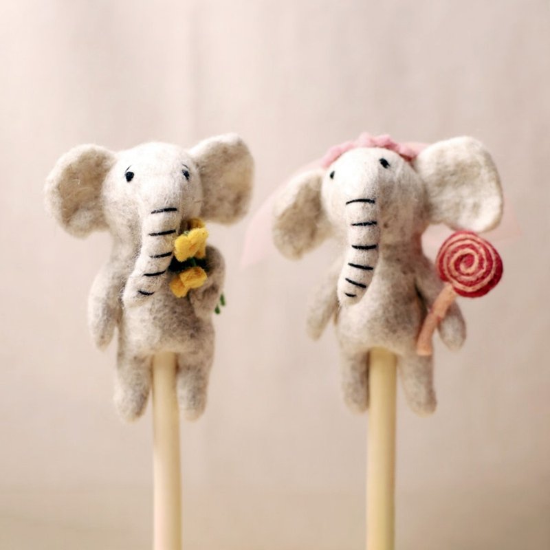 羊毛出在羊山上 羊毛毡 大象 结婚 钥匙圈 婚礼小物 - 摆饰 - 羊毛 灰色