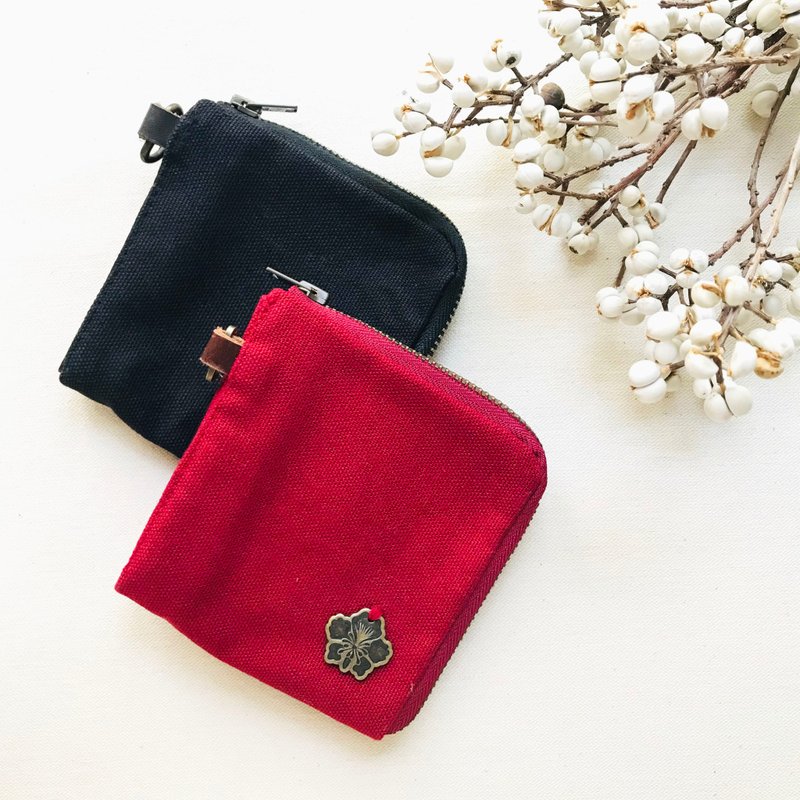 凤凰花-财布 零钱包 - 皮夹/钱包 - 棉．麻 黑色