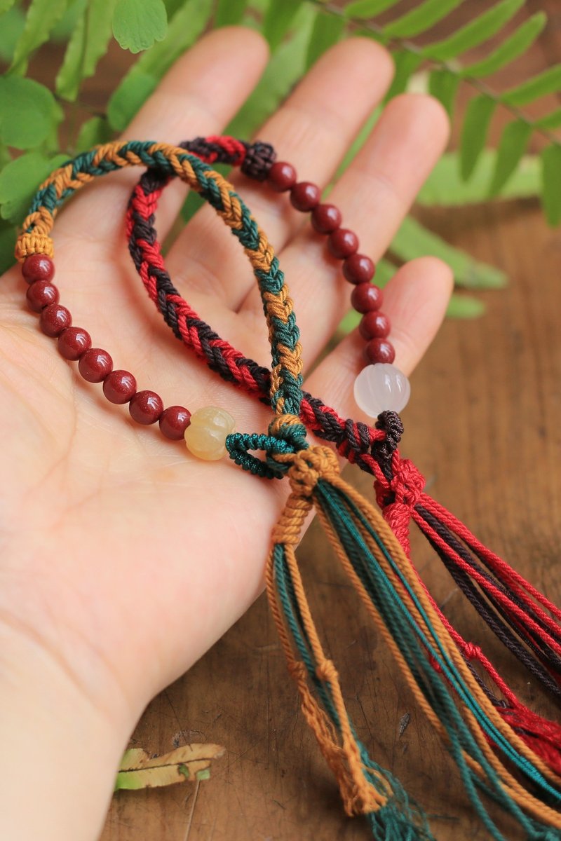 春秋原创 | 邂逅 | 高含量紫金砂 | 全手工编绳 | 吉祥手绳 - 手链/手环 - 棉．麻 