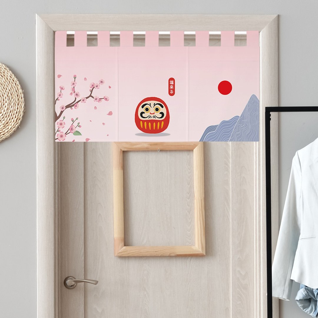 平安达摩文创短门帘-斜纹布 - 门帘/门牌 - 聚酯纤维 粉红色
