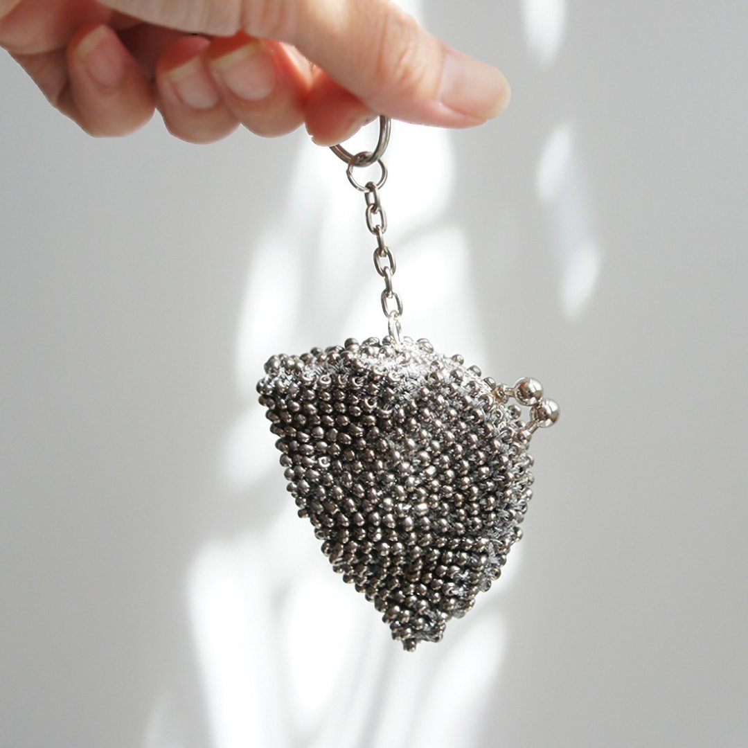 Ba-ba handmade Beads crochet coincase No.1314 - 零钱包 - 其他材质 银色