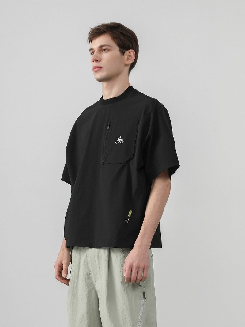 云匣 短袖户外机能透气口袋 考杜拉 CORDURA 70D 四面弹无氟超泼 - 男装上衣/T 恤 - 其他材质 黑色