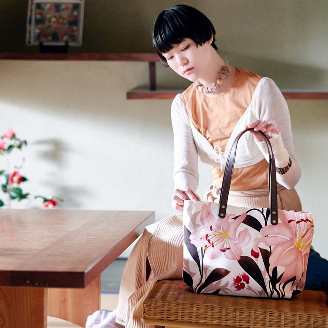 帆布托特包 女款 百合蓟 【 日本制 】 - 手提包/手提袋 - 棉 粉红色
