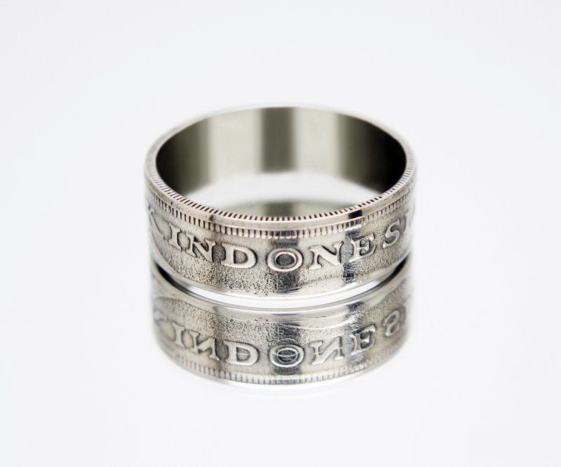 Indonesia Coin Ring 50 rupees 1971 coin rings for men coin rings for women - 戒指 - 其他金属 