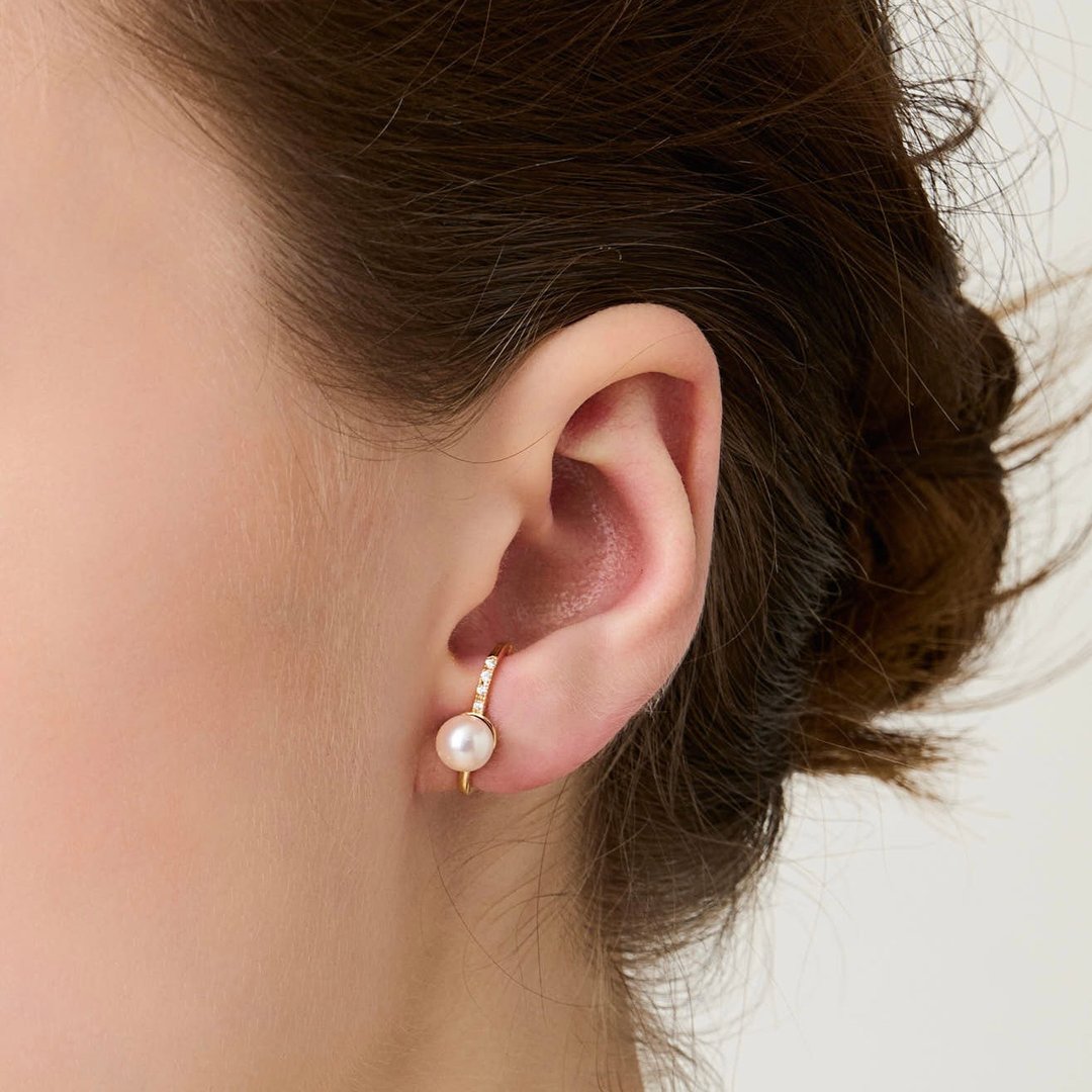 经典珍珠耳环 925银厚镀18K金 Azzerare P/D Earring - 耳环/耳夹 - 纯银 金色