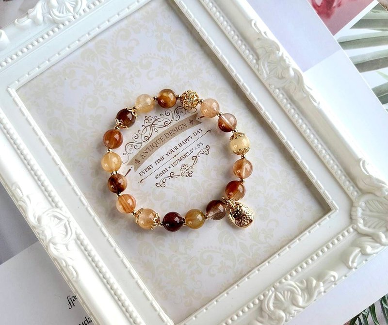 好运年//彩发晶14k包金配饰 招财 - 手链/手环 - 半宝石 咖啡色