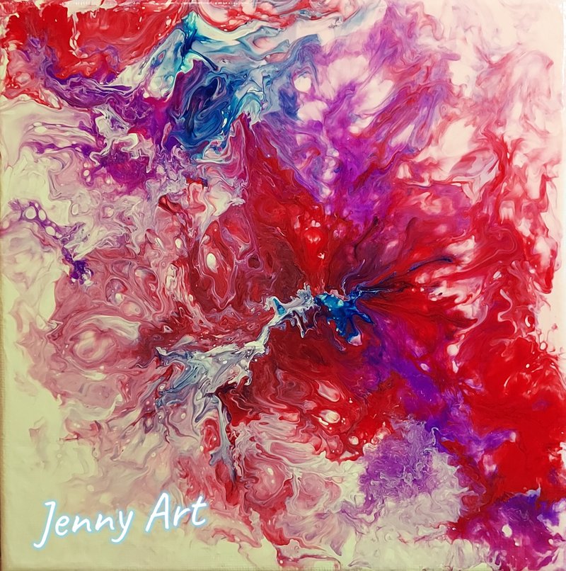 冰火 抽象画 压克力画 流动画 无框画 画作 挂画 居家摆设 - 海报/装饰画/版画 - 其他材质 红色