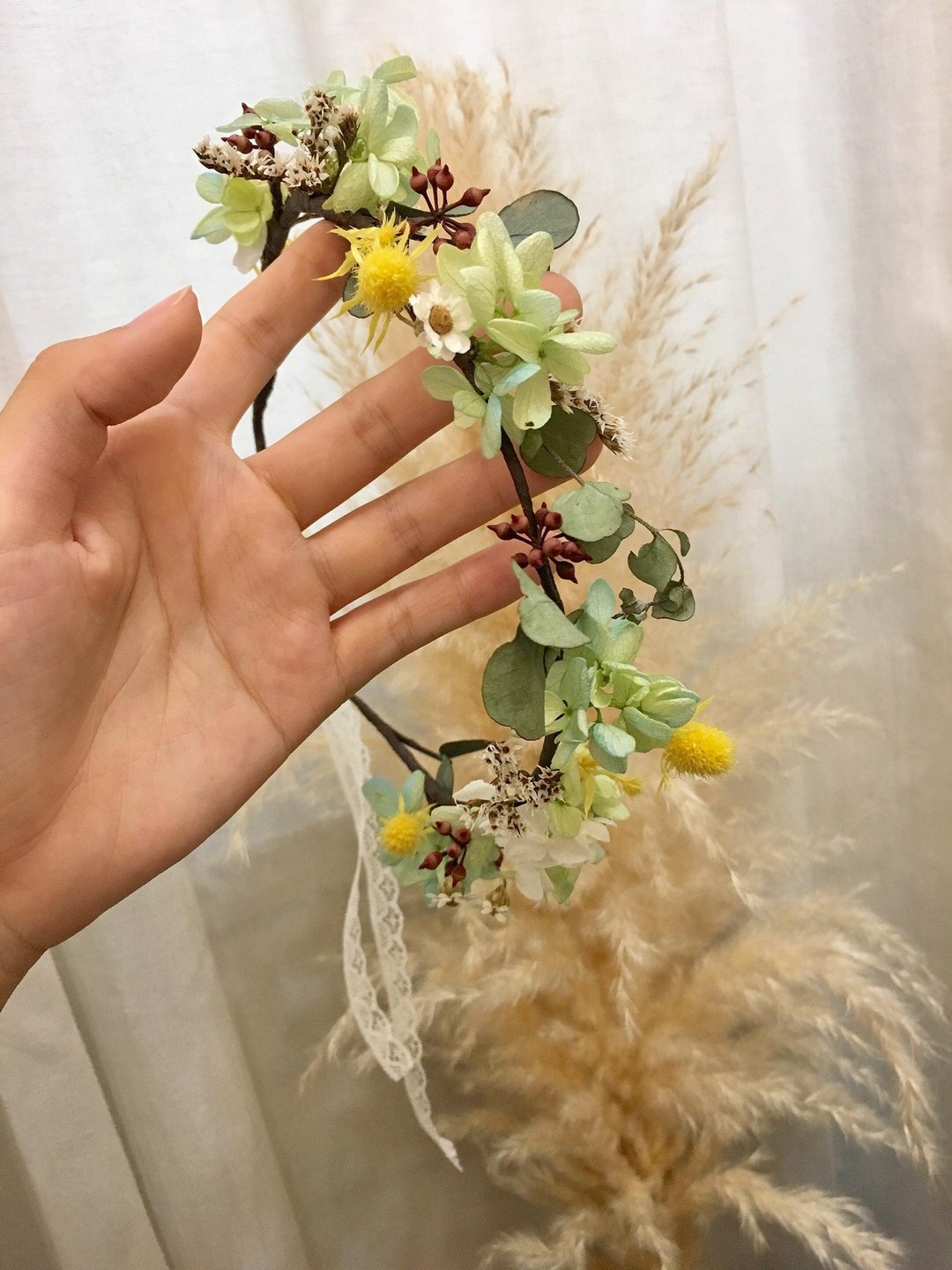 干燥花饰品【绿仙子】头饰 新秘饰品 干燥花发饰 新娘发饰 - 发饰 - 植物．花 