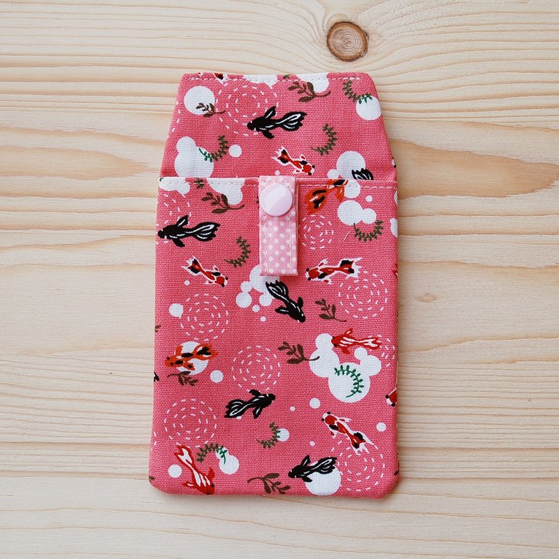 小金鱼口袋型笔袋/附证件袋 - 铅笔盒/笔袋 - 棉．麻 粉红色