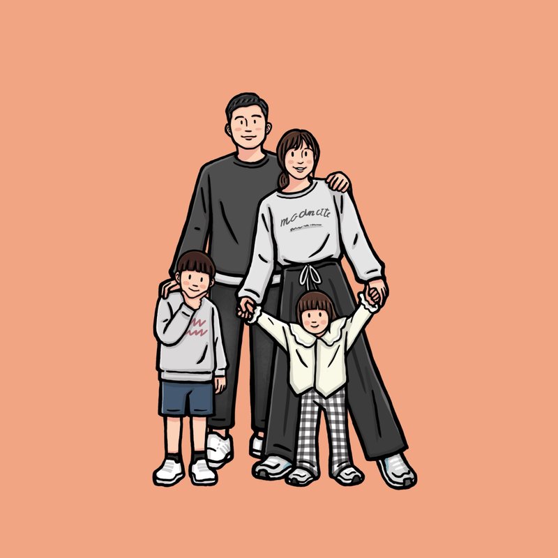 似颜绘画像 生活感似颜绘  全家福 人像 下单前请先联系设计师 - 订制画像 - 其他材质 