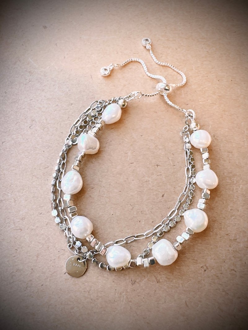 C&W 日本进口淡水异型珍珠s925纯银多层次抽拉式手链手环 - 手链/手环 - 珍珠 银色