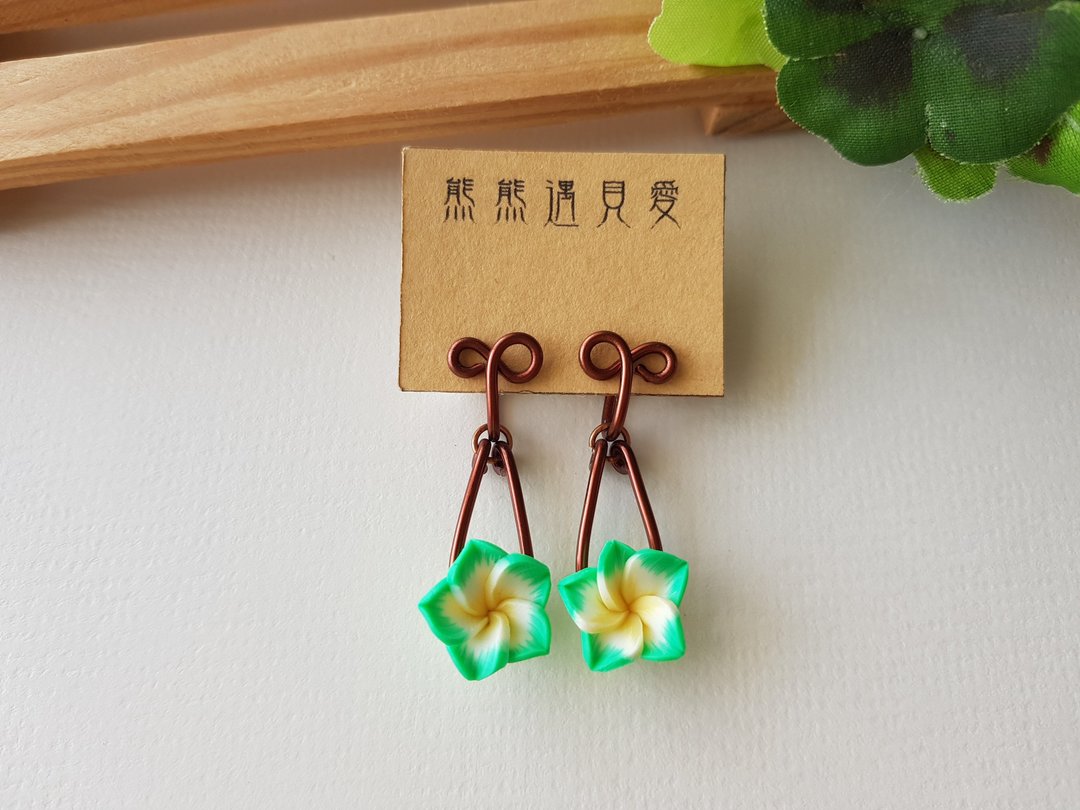 【秋千】绿色~无痛耳夹、夹式耳环、耳钩 - 耳环/耳夹 - 其他材质 绿色