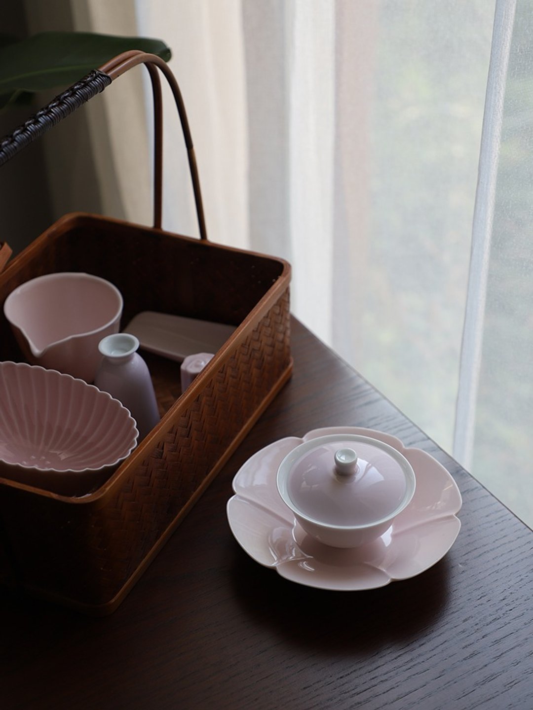 淺粉系列二才蓋碗 女生茶具 中式純色景德镇陶瓷 - 茶具/茶杯 - 瓷 粉红色