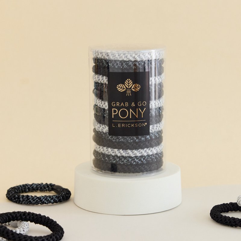 【L. ERICKSON 官方旗舰】 粗版 弹力发圈桶 15入 || 黑银璀璨 || - 发饰 - 其他材质 灰色