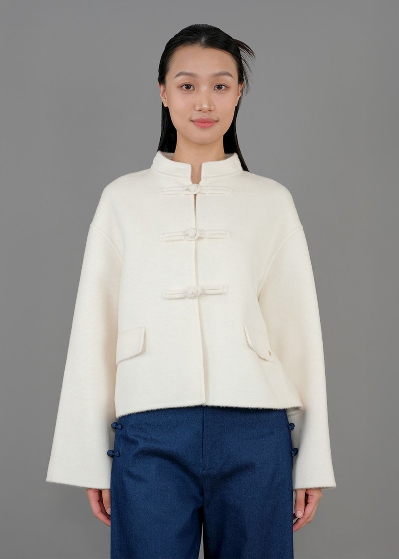 短款唐装外套 (香草白色) |香港设计|休闲 - 女装西装外套/风衣 - 羊毛 白色