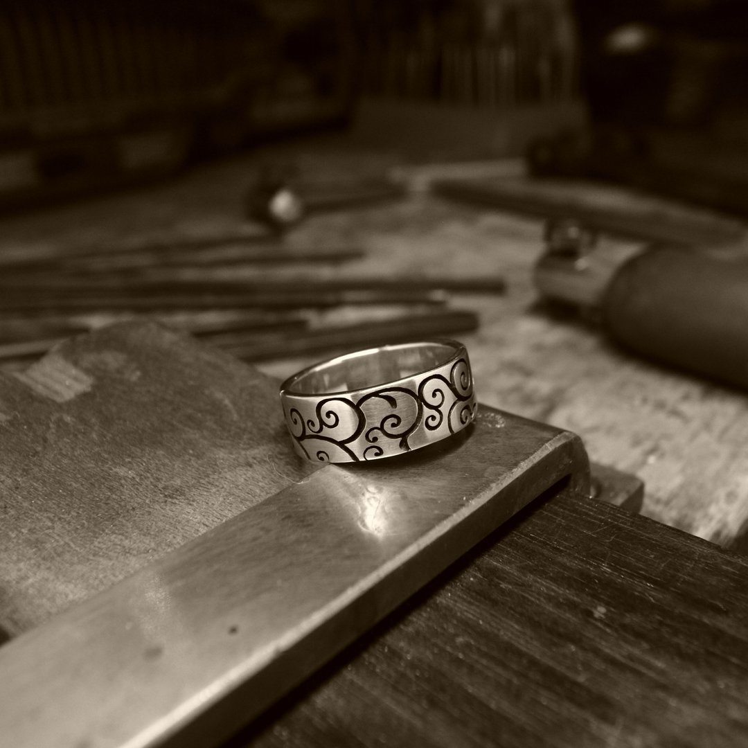 [Arabesque] Only one item Japanese ring Japanese pattern overlay Silver Men's recommended magazine publication product - 戒指 - 纯银 银色