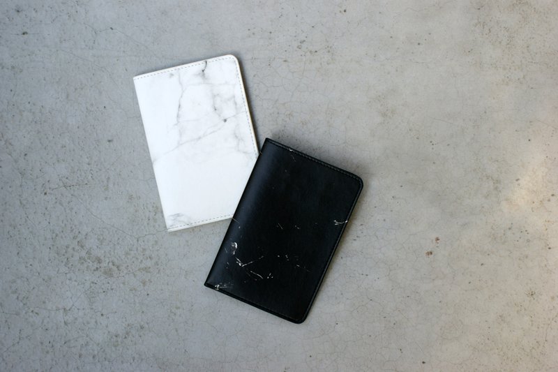 黑色大理石纹护照套   - 护照夹/护照套 - 人造皮革 黑色