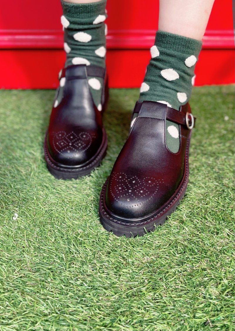 GULLAR 女士 经典马丁玛莉珍鞋-素食皮鞋 - 女款休闲鞋 - 环保材料 黑色