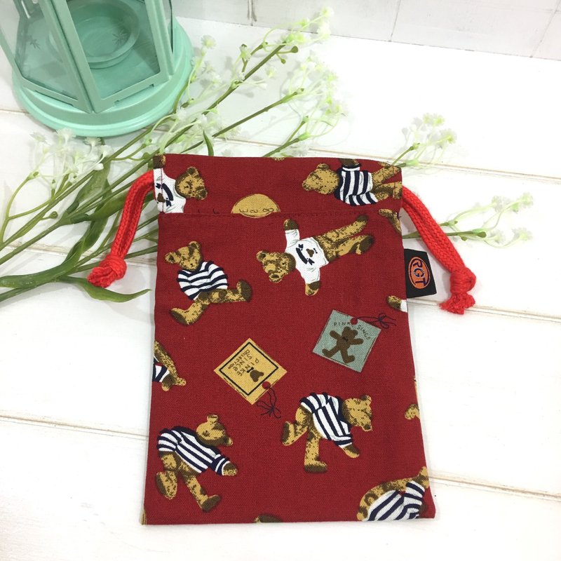 | •R• | 泰迪熊 I 束口万用袋/收纳袋 (红) - 化妆包/杂物包 - 纸 