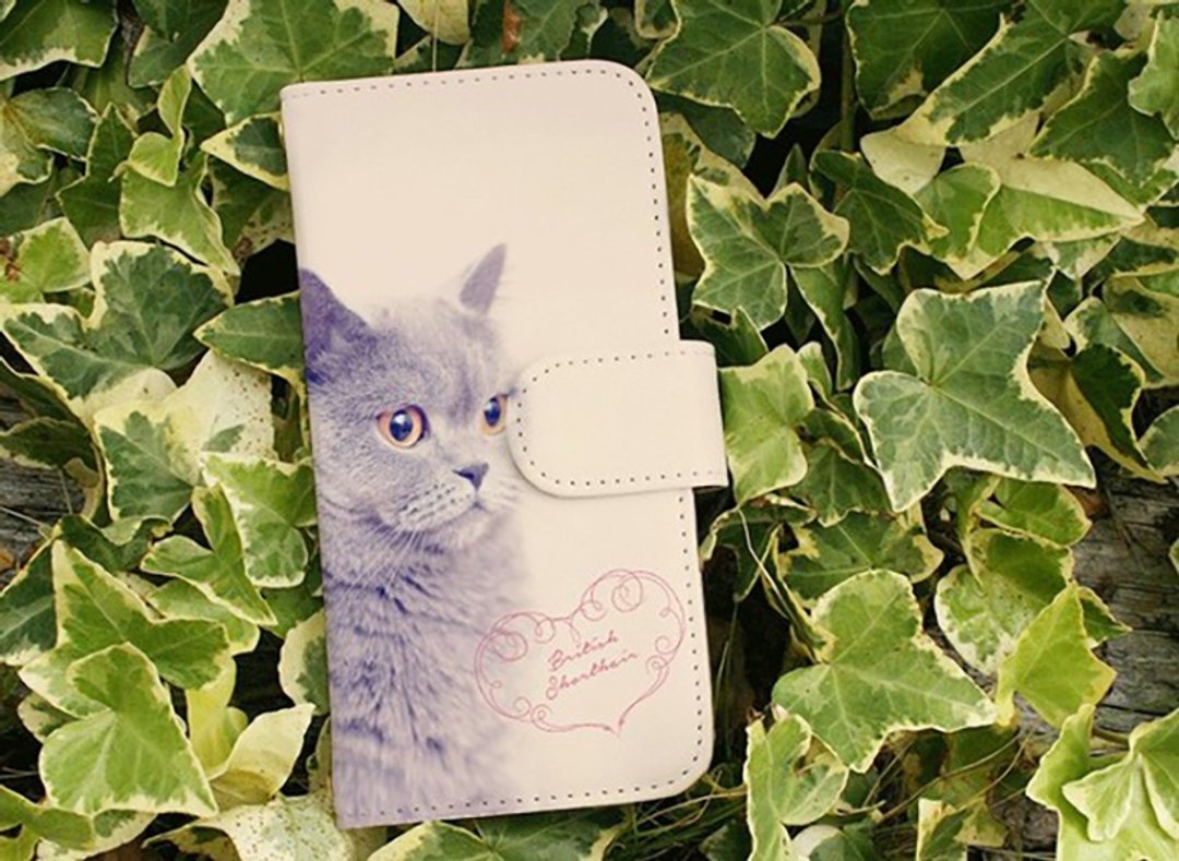 [Compatible with all models] Free shipping [Notebook type] British Shorthair iPhone8 / iPhone8 Plus / iPhoneX - 手机壳/手机套 - 真皮 粉红色