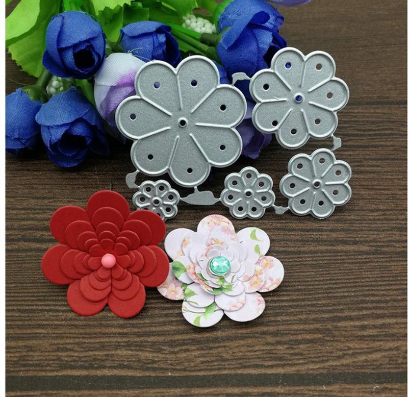 用于剪贴簿的叶花金属切割模具 切割模具模具 剪贴簿模具 纸工 - 零件/散装材料/工具 - 其他金属 银色